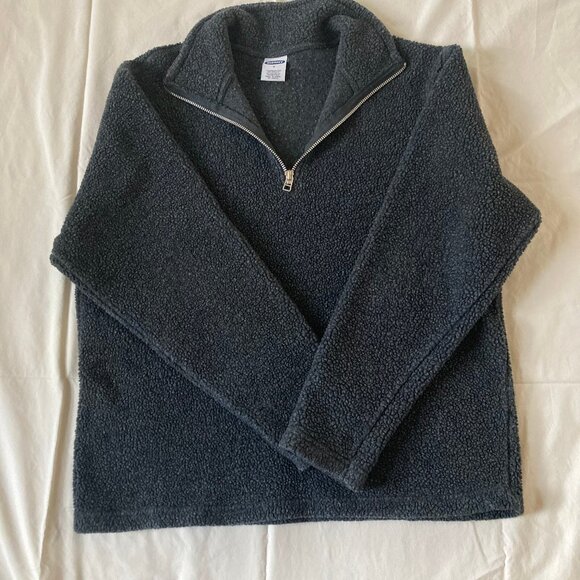 Old Navy, Faux Sherpa, Half Zip Pullover, Charcoal Grey, Size Small - Picture 7 of 7
